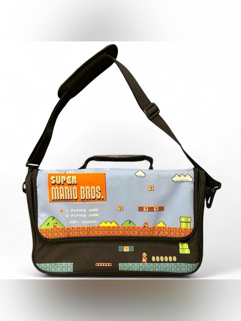 Kids Super Mario Bros. Messenger Bag in Light Blue and Brown